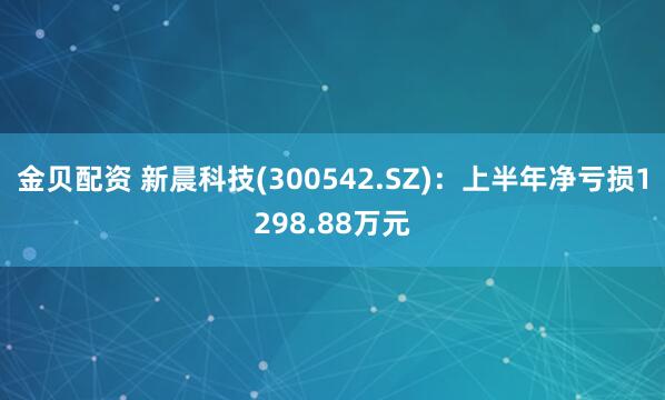 金贝配资 新晨科技(300542.SZ)：上半年净亏损1298.88万元